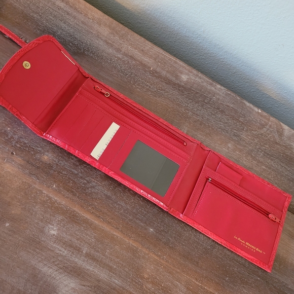 La Grande Red Tooled Leather Macro Bag - Picture 2 of 6